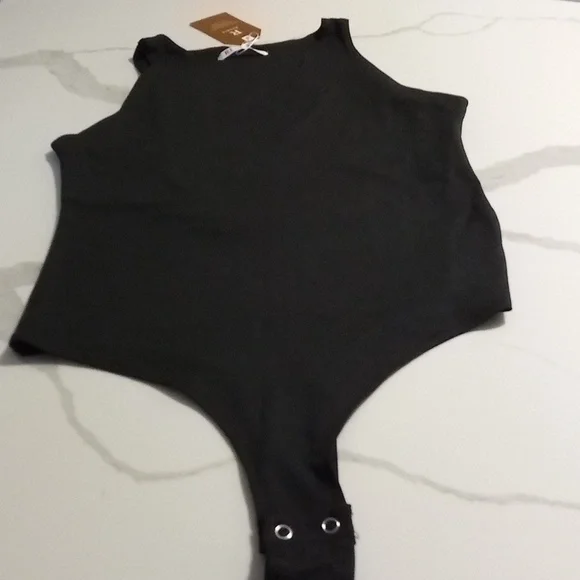 Sexy Sleeveless Racer Back Halter Neck Thong Bodysuit Tank Top Black Sz M - Picture 7 of 10